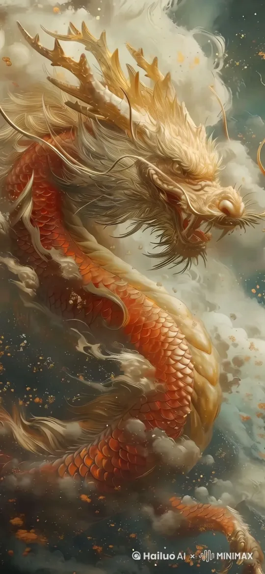 龙的威严在空中弥漫，胡须和毛发随着身边空气流动而风起云涌。[右移,左摇,跟随][右移,左摇,跟随] by Hailuo AI Video Generator