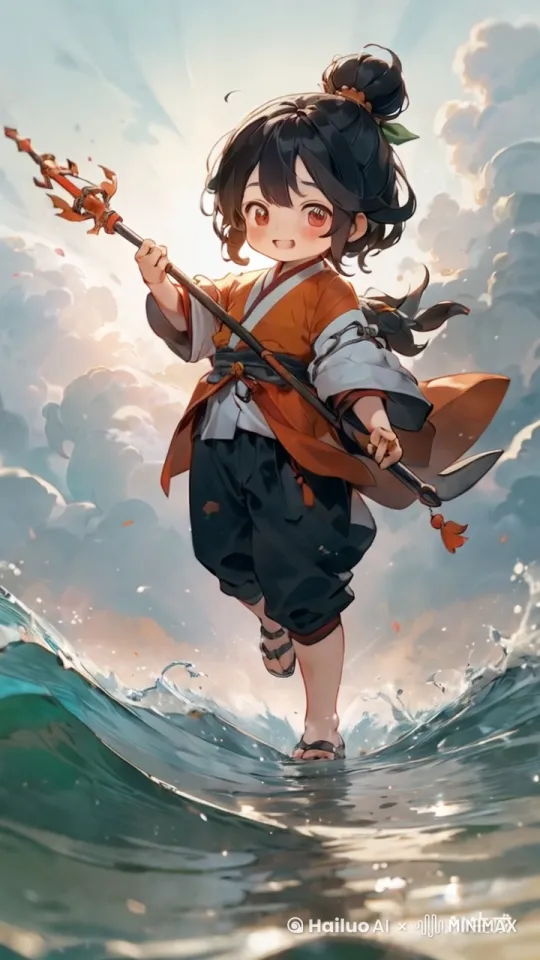 哪吒闹海3：深海危机
 
自上次大闹东海后，四海暂时安宁。哪吒也在陈塘关继续修炼，守护百姓。
 
一日，哪吒正在海边玩耍，突然海面狂风大作，巨浪滔天。原来是沉睡海底多年的上古恶蛟被一股神秘力量唤醒。恶蛟肆虐东海，所到之处，鱼虾逃窜，海水倒灌，沿海村庄岌岌可危。
 
哪吒见状，立刻披上混天绫，手持乾坤圈，脚踏风火轮，直入东海。在深海中，哪吒与恶蛟展开了一场惊心动魄的大战。恶蛟皮糙肉厚，力大无穷，喷出的黑色毒雾笼罩四周。哪吒巧妙地利用混天绫的神力，冲破毒雾，乾坤圈一次次砸向恶蛟。
 
恶蛟不甘示弱，掀起巨大漩涡，试图将哪吒卷入海底。哪吒脚踏风火轮，在漩涡中穿梭自如，找准时机，将乾坤圈狠狠掷出，正中恶蛟要害。恶蛟发出痛苦的咆哮，最终无力挣扎，沉入海底。
 
哪吒再次拯救了东海和百姓，四海又恢复了往日的平静，他的英勇事迹也在人间传扬。 by Hailuo AI Video Generator
