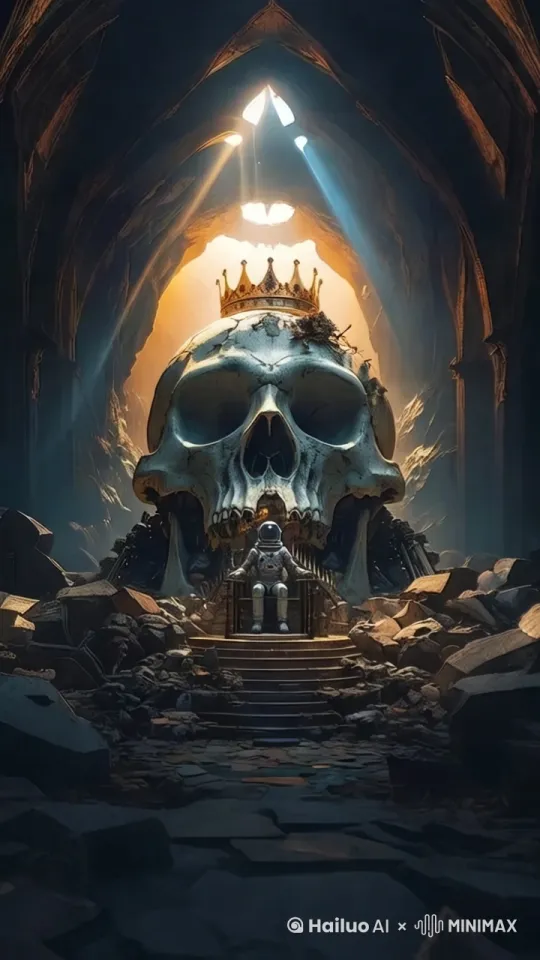 宇航员站了起来抬头看向天空的方向[推进,上升] by Hailuo AI Video Generator