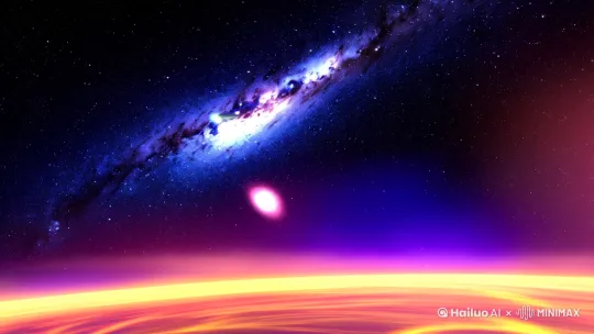画面描述：
 
主色调：以深邃的宇宙黑、暗紫、深蓝为主，点缀银河的冷光与星云的暖橙渐变
 
远景：
 
密集的星群与旋涡状紫色星云
 
若隐若现的玫瑰色超新星残骸
 
中景：
 
流线型银灰色飞船，舷窗透出幽蓝灯光
 
尾部喷射出离子推进器的炫目蓝白色光焰
 
机身反射着星云的微光
 
近景：
 
漂浮的陨石群表面覆盖冰晶
 
飞船前方有半透明的星际尘埃光带
 
细节：
 
飞船侧面印有「探索者7号」的褪色字样
 
右下角漂浮着破损的旧卫星残骸 by Hailuo AI Video Generator