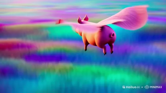 [左移,上升]会飞的猪 by Hailuo AI Video Generator