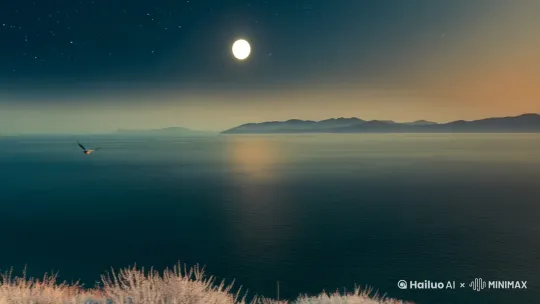 几孤风月，屡变星霜。海阔山遥，未知何处是潇湘。念双燕、难凭远信，指暮天、空识归航。黯相望。断鸿声里，立尽斜阳。[右移,变焦推进,推进] by Hailuo AI Video Generator