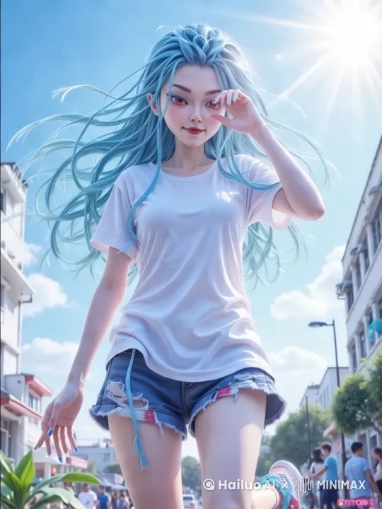 [右移,左摇,跟随]轻盈漫步，微风吹拂 by Hailuo AI Video Generator