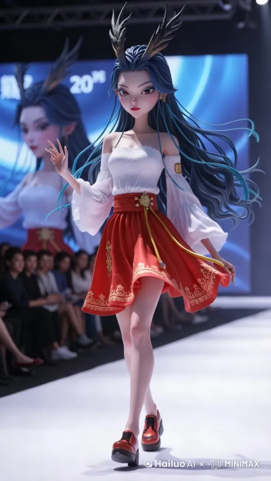 敖闰在舞台上走秀 需要走动起来 by Hailuo AI Video Generator