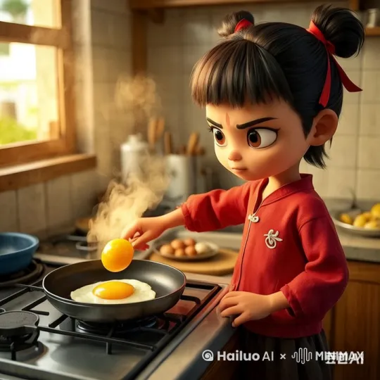 正在煎蛋 by Hailuo AI Video Generator