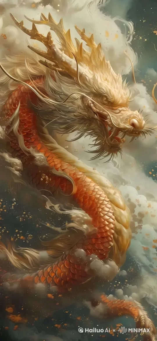 龙的威严在空中弥漫，胡须和毛发随着身边空气流动而风起云涌。[下降,上摇][左移,上升] by Hailuo AI Video Generator