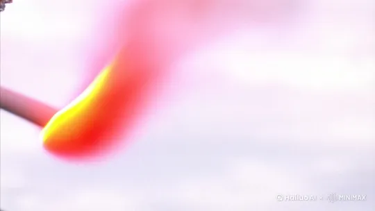 [左移,跟随]【镜头语言】
• 开场特写：燃烧烟头在雪幕中划出红色轨迹，烟灰随呼吸震颤飘落
• 慢推镜头：从香烟火星拉远至男人侧脸，雪花在睫毛凝结成冰晶
• 动态跟随：低机位跟拍靴子踩雪特写，雪粉飞溅与衣摆飘动同步律动
• 环境空镜：便利店玻璃蒙着雾气，霓虹灯牌在雪中高频闪烁故障效果

【时间维度】
• 0:00-0:03 烟头点燃瞬间照亮下巴胡茬，打火机油蒸气在冷空气中爆燃
• 0:07-0:12 长镜头跟随人物横穿街道，积雪车辙随镜头移动逐渐显露
• 0:15 超现实时刻：吐出的烟雾幻化成冰鸟，撞碎在红绿灯柱上

【动态增强】
√ 物理模拟：围巾末端与雪片流体力学缠绕
√ 粒子系统：香烟火星随步行节奏洒落灰烬粒子
√ 环境互动：肩头积雪随耸肩动作簌簌滑落 by Hailuo AI Video Generator