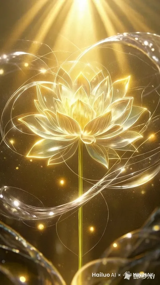 金色花瓣缓慢打开，周围的金色粒子缠绕旋转，电影级特效 by Hailuo AI Video Generator