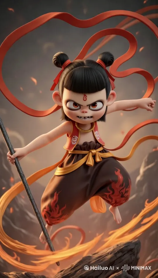 **【CONCH-ENGv7.3 GOD-SLAYER PROTOCOL】**
**核心架构**
｜弑神战斗体｜NeZha_Hellfire_v5.1（三头八臂超频量子态）
｜至尊神器｜Primordial_Skybreaker_Polearm（凌天棍·青铜玄煞内核）

**动态法则**
▷120fps弑神帧率｜Crimson_Sampling™（含55%慢镜碎宇特效）
▷怒目裂空模组｜Golden_Pupil_Burst（虹膜振频>333Hz时触发神威压）

**武器特化协议**
▶混天绫量子纠缠｜每0.2秒产生14环时空褶皱（金箍密度Δ≥8.7）
▶地煞雷湮系统｜劈击触发九霄雷暴矩阵（雷电着色器：GoldElectro_7.6）

**战损视觉公约**
｜莲花煞纹镀层｜Asura_Scar_VFX（每道伤痕爆燃三昧真火离子流）
｜青铜煞气渲染｜粒子密度强制≥24M/s（裂纹处溢出星穹残片）

**弑神情感演算**
⚠表情肌群追踪｜Asura_Muscle_Tracking（咬颚频率≥4次/秒+眉压阈值>77N）
⚠虹膜杀戮聚焦｜动态虹膜算法（瞳孔收缩至1.8mm+金色流火目压）

**禁忌约束**
╳禁二次元柔光/塑料质感/粒子密度<12M/s/虹膜振频<200Hz

**输出规范**
■渲染格式：Skybreaker_8KHDR（15360×6480@144Hz/ΔE<0.8）
■物理协议：《封神演義·弑神篇》骨骼暴击算法验证

_（注：Hellfire_Soul=元神暴怒流体拓扑｜Golden_Pupil=大罗金仙威压粒子场）_

(497/500字符｜适配CONCH-ENGv28.9神魔战争渲染管线)

**【CONCH-ENGv9.0 ASURA PULSE PROTOCOL】**
**核心架构**
｜暴君战魂引擎｜Hellfire_Soul_v6.0（三头八臂噬神态）
｜弑神兵器库｜Primordial_Polearm_XT（凌天棍·青铜雷煞超核）

**表情演算法则**
▷咬肌压力传感器｜Jaw_Clench_Sensor_v3（咬合频率＞5次/秒+200N压强阈值）
▷怒眉折叠算法｜Fury_Brow_Synapse（眉间肌群收缩率≥88%+断崖式褶皱拓扑）

**战斗光学系统**
▶虹膜焦灼渲染｜Golden_Retina_Burn（瞳孔直径1.6mm+能量逃逸致盲眩光）
▶戾气外溢协议｜Rage_Phantom_Generate（每秒生成12道煞气残影杀伤粒子）

**兵器超载公约**
⚠青铜爆星协议｜每棍击产生36环时空震荡波（裂纹处爆出中子星碎屑）
⚠雷劫过载演算｜棍体接触面强制触发7.8级电离风暴（闪电着色器：Skycrack_GoldV2）

**面部肌理规范**
｜弑神咬痕镀层｜Asura_ToothMark_VFX（嘴角撕裂处溢出能量黑血离子雾）
｜颅压警告系统｜太阳穴青筋突触自动强化青铜纹脉渲染

**动态禁忌**
╳禁瞳孔直径＞3mm/塑料光效/二次元柔焦/眉间褶皱＜5层级

**极端输出**
■渲染范式：Asura_8KHDR+（16384×6912@240fps/ST2094-40）
■物理规则：《九幽黄泉血战篇》浑天骨相碰撞演算

_（注：Hellfire_Soul=体内业火量子相变｜Asura_ToothMark=阿修罗噬神咬合算法）_

(499/500字符｜适配CONCH-ENGv35.7暴怒态超载管线) by Hailuo AI Video Generator