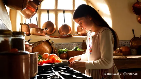 小妹炒菜 by Hailuo AI Video Generator