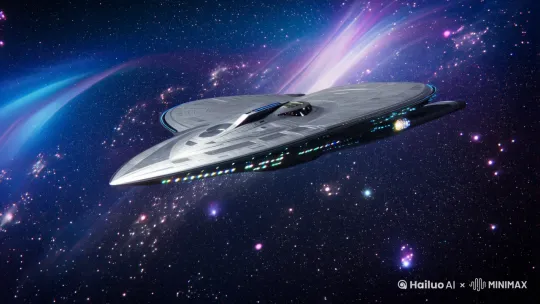 创作一个宇宙飞船的视频，场面震撼， by Hailuo AI Video Generator