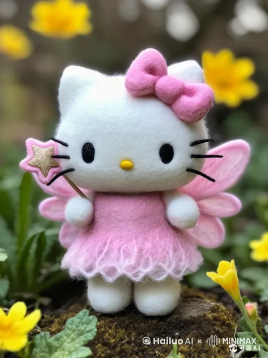 HelloKitty晃动着手里的仙女棒，身体也跟着小幅度的晃动 by Hailuo AI Video Generator