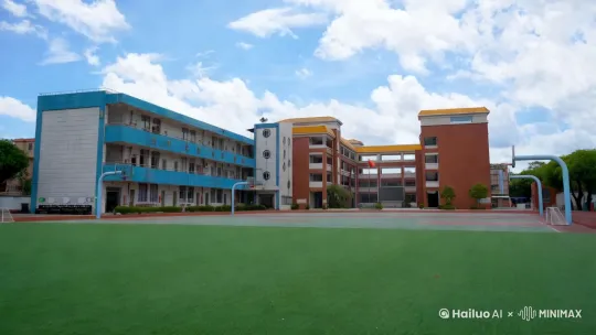 整栋建筑物整体起飞，底部冒出白烟，向上移动，天上的云在流动。 by Hailuo AI Video Generator