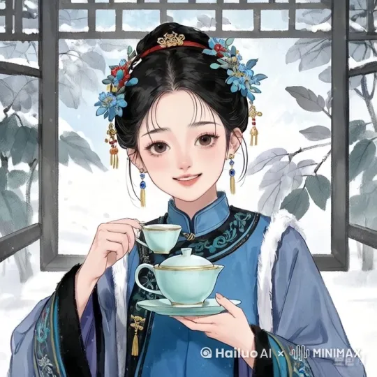喝茶，优雅，微笑 by Hailuo AI Video Generator