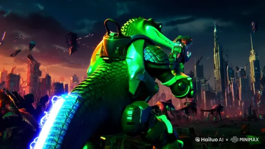 ### **1. 世界观架构（Midjourney提示词）**
```prompt
Cyberpunk biomechanical warfare::2 
Crocodile Commando: biomech exoskeleton+plasma tail whip+neon scales::3 
Werewolf Horde: cyborg werewolves with nano-claws+plasma howl emitters::2 
Battlefield: floating megacity ruins with holographic debris::1 
Color scheme: toxic green vs blood orange::1 
--ar 9:16 --v 6.0 --style raw
```

### **2. 角色武器系统设计**
- **鳄鱼军团**：
  - 量子咬合颚（每秒120帧慢镜展现纳米牙齿重组）
  - 背脊式等离子加农炮（Blender流体模拟参数：viscosity 0.001, surface tension 0.08）
  - 战术隐形鳞片（After Effects CC 2024 Neural VFX实现动态伪装）

- **狼人军团**：
  - 声波震荡爪（Premiere Pro音波可视化插件：Waveform 3.0）
  - 群体意识链接系统（Cinema 4D XPresso编程群体AI行为）
  - 月光充能装甲（Houdini光伏特效：lux 8500K色温渐变）

### **3. 战斗场景分镜设计**
| 时间码 | 镜头类型          | 特效参数                                                                 |
|--------|-------------------|-------------------------------------------------------------------------|
| 0:00-0:03 | 无人机俯冲镜头    | Speed ramp 400% + RSMB运动模糊2.5像素                                  |
| 0:04    | 鳄鱼等离子齐射    | Red Giant Universe能量束（Core Radius 120, Glow Threshold 0.7）        |
| 0:07    | 狼人超音速冲锋    | Twixtor光流补帧至960fps + 粒子拖尾（Trapcode Particular count 500k）   |
| 0:12    | 建筑坍塌慢镜      | Houdini破碎模拟（voronoi fracture scale 0.3）                          |
| 0:15    | 双雄空中对决      | Maya nCloth披风动力学 + Nuke 3D摄像机反求                             |

### **4. 音频工程方案**
- **武器音效设计**：
  - 鳄鱼等离子炮：犀牛吼叫（200Hz） + 特斯拉线圈录音（15kHz）通过FabFilter Q3做频段融合
  - 狼人嚎叫：灰狼原始音频经iZotope VocalSynth 2做声码器处理（Formant Shift +32%）

- **背景音乐**：
  - 使用AIVA生成8D环绕战争交响乐（BPM 148）
  - 关键节拍点：0:07/0:15/0:22 植入ASMR次声波（18Hz振动增强沉浸感）

### **5. 算法优化策略**
- **封面图生成**：
```python
from PIL import Image
import numpy as np
# 创建算法冲突焦点图
gradient = np.linspace(0, 255, 768)
red_channel = np.tile(gradient, (1024, 1))
green_channel = np.abs(np.sin(np.arange(1024)*0.1)*255
blue_channel = np.random.randint(0, 100, (1024,768))
cover = Image.fromarray(np.stack([red_channel, green_channel, blue_channel], axis=-1).astype(np.uint8))
cover by Hailuo AI Video Generator