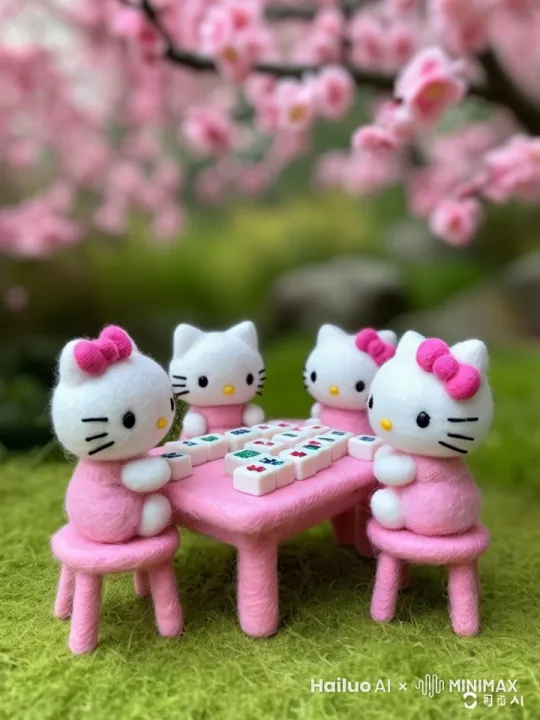 1.
场景描述:
四个Hello Kitty玩偶围坐在一张粉红色的小桌子旁,正在玩麻将。
背景是盛开的粉色樱花树,营造出温馨浪漫的氛围。
地面覆盖着绿色的苔藓,增加自然感。
2.
动作描述:
Hello Kitty们手持麻将牌,表情专注。
她们用小爪子拿起麻将牌,轻轻放在桌上。
麻将牌上有各种图案和汉字,增加真实感。
Hello Kitty们偶尔互相看看,似乎在交流策略。
3.
细节描述:
每个Hello Kitty都穿着粉红色的连衣裙,头戴粉红色的蝴蝶结。
麻将桌和麻将牌都是粉红色的,与Hello Kitty们的装扮相呼应。
樱花花瓣偶尔飘落在桌子上,增加动态效果。
4.
视频效果:
视频开始时,镜头缓缓拉近,逐渐聚焦在Hello Kitty们搓麻将的场景。
随着视频进行,镜头微微晃动,模拟自然的手持拍摄效果。
视频结束时,镜头再次拉远,展现整个樱花树下的场景。 by Hailuo AI Video Generator