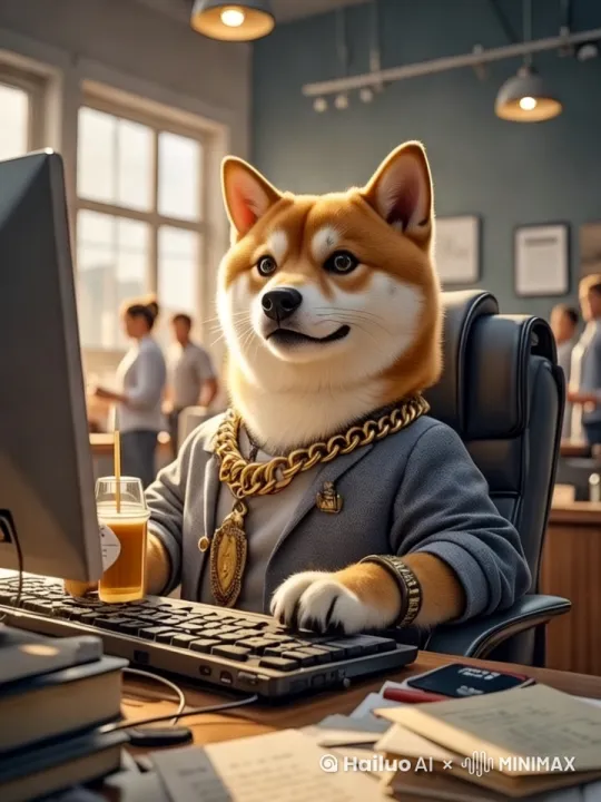 **"Generate a smooth 15-second, 1080p video animation of a Shiba Inu sitting at a desk in a modern office. The Shiba Inu is wearing a gray suit, a thick gold chain, and a watch, and is using a computer. On the desk are a cup of beverage, a stack of papers, and a notebook.
Animation Details:
Camera Movement:
Opening Shot: Start with a wide shot of the office, then smoothly zoom in to focus on the Shiba Inu at the desk. Use a dolly-in effect to create a sense of approaching the subject.
Mid Shot: Transition to a mid-shot, showing the Shiba Inu typing on the keyboard. Use a steady-cam effect to maintain a stable view.
Close-up: Occasionally cut to close-ups of the Shiba Inu's face, showing its focused expression and the reflection of the computer screen in its eyes. Use a quick pan to add energy.
Overhead Shot: For a few seconds, switch to an overhead shot to show the desk layout and the Shiba Inu's movements. Use a bird's-eye view to give a sense of the office's organization.
Ending Shot: End with a pull-back shot, showing the Shiba Inu in the context of the busy office, with other workers in the background.
Movement:
The Shiba Inu's paws move rhythmically on the keyboard, with subtle head movements as it looks between the screen and the papers.
The beverage cup's straw moves slightly, indicating a recent sip.
Background:
Other office workers are seen in the background, engaged in conversations and moving around.
The large windows show a bright, sunny day outside, with soft shadows in the office.
Lighting:
The office is well-lit with natural light from the windows and warm artificial light from the ceiling lamps.
Add reflections on the computer screen and the watch.
Effects:
The computer screen displays a document or spreadsheet with changing text and numbers.
The gold chain and watch should glint in the light, with occasional sparkle effects to enhance their shine.
Output:
Format: MP4
Duration: 15 seconds
Resolution: 1080p
Frame Rate: 30 FPS"** by Hailuo AI Video Generator