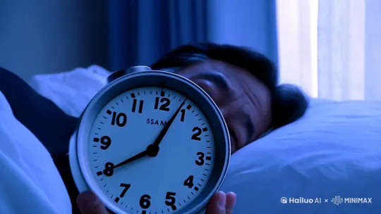 主题：中年生活的疲惫与释放、友情与自我救赎
风格：现实与诗意交织，冷暖色调对比，节奏由压抑渐入酣畅
主角：苟三（中年男性，普通上班族）清晨（冷蓝色调）：
闹钟震动特写（6:00 AM），苟三翻身关掉，疲惫揉眼。 by Hailuo AI Video Generator