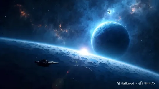 飞船缓慢飞向远方[左移,上升] by Hailuo AI Video Generator