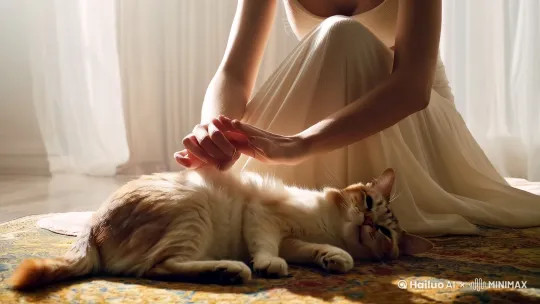 哪吒给猫咪按摩 by Hailuo AI Video Generator