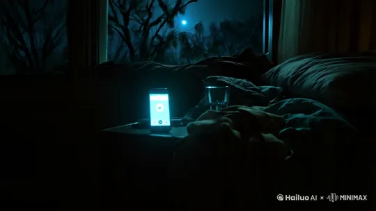 镜头1：午夜来电
指令：

场景： 黑暗的卧室，凌晨三点，手机屏幕亮起，显示一串陌生号码，屏幕的光在黑暗中显得刺眼。

氛围： 寂静、紧张，窗外隐约有月光透入，房间内光线昏暗，手机是唯一的光源。

细节： 手机震动，铃声在空旷的房间中回荡，床单凌乱，床头柜上有一杯水，窗外树影摇曳。

风格： 悬疑、写实，光影对比强烈，突出手机的亮光与周围的黑暗。

镜头2：床底的异动
指令：

场景： 卧室床底，视角从床上俯视，床底一片漆黑，隐约可见一双眼睛或模糊的人影。

氛围： 恐怖、压抑，床底的空间显得狭小且深不可测，仿佛隐藏着未知的危险。

细节： 床单垂落，床底阴影中有一只手或一双鞋的轮廓，地板上有一道月光的光痕。

风格： 惊悚、写实，光影对比强烈，突出床底的黑暗与月光的冷色调。
镜头3：窗户的缝隙
指令：

场景： 卧室窗户，窗帘被夜风吹起，窗户开了一条缝，月光透过缝隙洒在地板上。

氛围： 诡异、不安，夜风轻拂，窗帘微微晃动，窗外树影婆娑。

细节： 窗帘的褶皱清晰可见，地板上有一道细长的月光光痕，窗外的树枝在风中摇曳。

风格： 悬疑、写实，光影柔和但带有冷色调，突出窗户的缝隙与月光的投射。 by Hailuo AI Video Generator