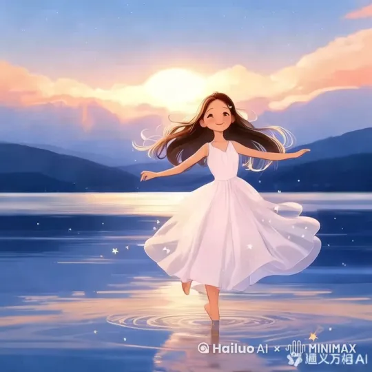 女孩跳舞，不要旋转，衣服头发飘动。 by Hailuo AI Video Generator