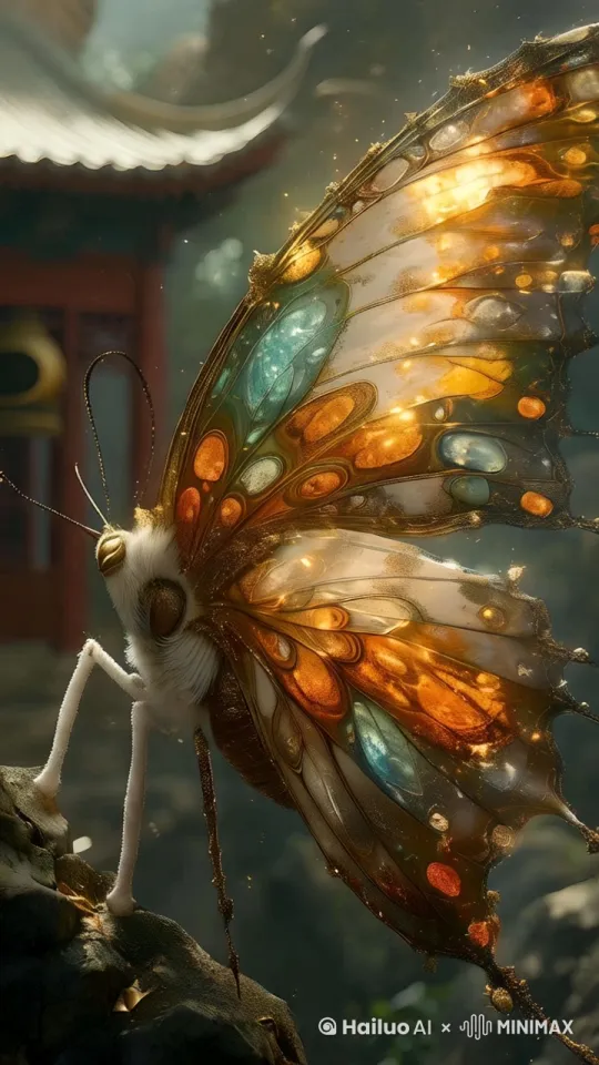 蝴蝶在空中飞舞，镜头拉远，右转 by Hailuo AI Video Generator
