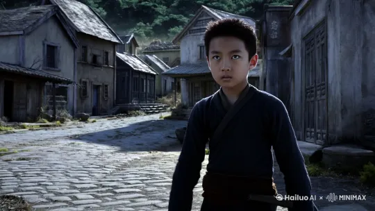 在清平镇的一隅，有个叫小虎的孩子。他自幼父母双亡，靠着街坊邻里的接济勉强存活。小虎身形瘦弱，却有一双明亮且坚毅的眼睛，心中一直怀揣着成为大侠的梦想。
一日，清平镇上来了一位神秘的老者。他白发苍苍，眼神却犀利如鹰。老者在镇中宣称，镇外的废弃古墓中藏有一本绝世武功秘籍，得之可称霸武林。这本是江湖中常见的传闻，可小虎却心动了，他渴望借此改变命运，成为被人敬仰的大侠。[左移,推进,右摇]
夜幕降临，小虎怀揣着简陋的匕首，悄悄朝着古墓走去。古墓外，阴森的气息扑面而来，四周弥漫着诡异的雾气。小虎深吸一口气，踏入了古墓。墓道中，弥漫着腐朽的气味，墙壁上闪烁着微弱的磷火。[推进,上升]
突然，一阵低沉的咆哮声传来。小虎定睛一看，只见一具散发着幽光的古尸缓缓走来。古尸身着破旧的铠甲，面容扭曲，双手如枯骨般伸出。小虎心中一惊，想要逃跑，却发现双腿发软。[右移,左摇,跟随]
就在古尸即将扑到小虎身上时，他不知从哪来的勇气，挥动匕首刺向古尸。古尸发出一声怒吼，轻松避开了小虎的攻击，反手一挥，小虎便被击飞出去，重重地撞在墓壁上。[左移,上升]
小虎挣扎着起身，心中满是绝望。但他想起自己的梦想，想起清平镇那些曾帮助过他的乡亲，咬了咬牙，再次冲向古尸。这一次，他留意到古尸行动虽快，但转身时有一丝迟缓。[左摇,变焦推进]
小虎利用墓道的狭窄空间，不断地与古尸周旋。每当古尸攻击时，他便灵活地躲避，然后寻找机会反击。在一次古尸转身的瞬间，小虎看准时机，匕首狠狠刺向古尸的背部。古尸身躯一震，缓缓倒下。[右移,左摇,跟随]
小虎瘫坐在地，大口喘着粗气。他在古尸身旁发现了一个破旧的盒子，打开一看，正是那本绝世武功秘籍。小虎激动地翻开秘籍，然而秘籍上的文字却晦涩难懂。
此时，古墓外传来一阵嘈杂的脚步声。原来，是镇上的一些好事者听闻小虎进了古墓，也跟了过来。小虎急忙将秘籍藏好，起身迎向众人。众人看到小虎没事，都松了一口气。[左移,跟随]
回到清平镇后，小虎开始日夜钻研秘籍。尽管过程艰难，但他从未放弃。在不断的努力下，小虎逐渐掌握了秘籍中的武功精髓。他用所学的武功帮助镇上抵御了山贼的侵扰，成为了清平镇人人敬仰的小英雄。而那古墓中的古尸，也成为了小虎心中一段难忘的经历，时刻提醒着他，梦想的道路充满艰辛，但只要有勇气和毅力，终能实现。
[推出,上升,下摇] by Hailuo AI Video Generator
