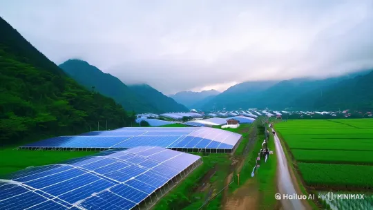 ## 希望的田野：新农村的文明三重奏
 
 青山环抱的茶岭村，晨雾中亮起光伏农业大棚的蓝光。这片曾靠天吃饭的土地，正谱写着乡村振兴的三重文明交响。
 
 产业升级浪潮中，返乡青年架起直播设备，将山茶油送上云端货架。智慧农业系统实时监测着稻田墒情，农技员指尖轻点完成万亩良田的精准灌溉。数字技术重构着传统农耕文明，农产品电商年交易额突破2.3万亿元的奇迹，在无数这样的村庄里悄然生长。
 
 生态觉醒重塑着乡村肌理。白鹭掠过生态湿地，村民在污水处理终端旁跳起广场舞。垃圾分类智能回收站替代了露天垃圾堆，有机肥替代化肥让土地重焕生机。全国农村卫生厕所普及率超78%的数据背后，是每个村庄都在践行的绿色革命。
 
 文化基因在创新中传承。村史馆里陈列着锈迹斑斑的犁铧，农民画工坊里绽放着现代艺术之花。非遗传承人用抖音传授竹编技艺，村BA篮球赛的呐喊声与祠堂里的戏台唱腔共鸣。这种传统与现代的奇妙共生，让乡土文明焕发新的生命力。
 
 当光伏板与古村落相映成趣，当二维码印上老字号招牌，新农村正在创造一种更高级的文明形态——既留住乡愁的温度，又闪耀现代文明的光辉。 by Hailuo AI Video Generator