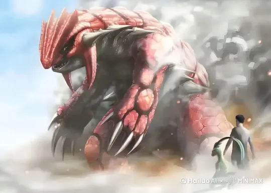 镜头往左慢慢拉近，烟雾缭绕，固拉多缓缓转头，往向男人 by Hailuo AI Video Generator
