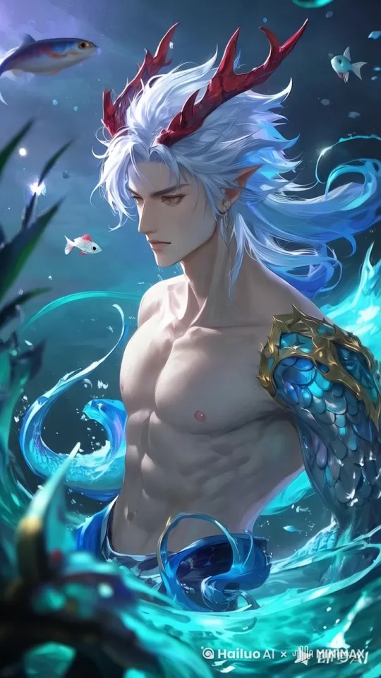 让画面具有动态感。水流在流动，长发风中在飘逸。 by Hailuo AI Video Generator
