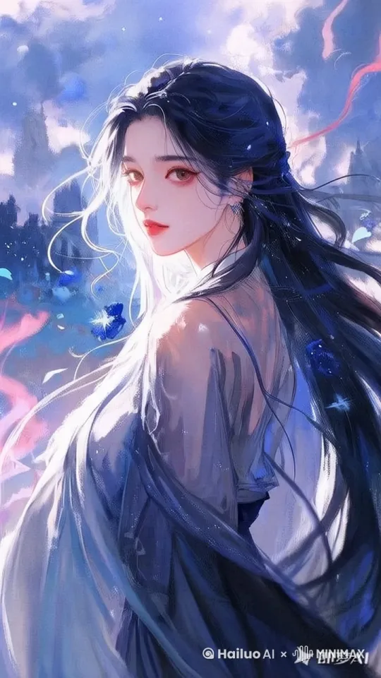 回眸遥望，然后微笑，镜头拉远，再推进。 by Hailuo AI Video Generator