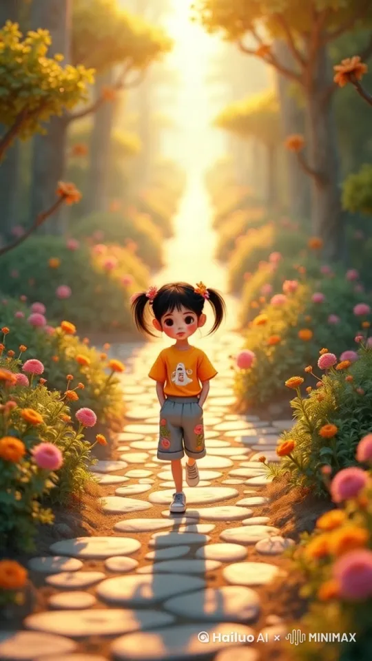 小女孩儿向后转身，越走越远 by Hailuo AI Video Generator