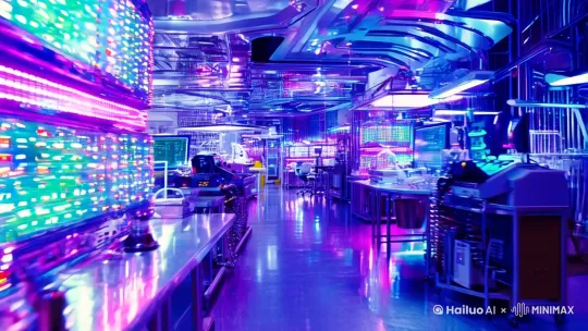 一个充满光芒的科学实验室,各种复杂的仪器闪烁着数据光芒。镜头在实验室中穿梭,展示仪器和特效画面。特效展示时间的概念,如时间的流动、扭曲等。画面质感:画面具有强烈的科技感和未来感,通过精细的特效制作,使果克星球的城市、建筑、飞碟等都呈现出高度逼真的质感,金属材质的光泽、光影的变化、虚拟图像的流动都展现得淋漓尽致,让观众仿佛身临其境。 色调氛围:整体色调以蓝紫色为主调,蓝色象征着科技的深邃与冷静,紫色代表着神秘与奇幻,营造出充满未知和探索欲望的氛围。在不同场景中,根据情节的需要,色调会有所变化。如在表现果克星球的繁华时,会增加一些明亮的色彩,使画面更加绚丽;实验室场景充满科技感,特效画面炫酷,以蓝色和白色为主色调,营造出神秘的科学氛围。 by Hailuo AI Video Generator