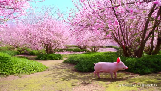 小猪闲逛桃花园 by Hailuo AI Video Generator