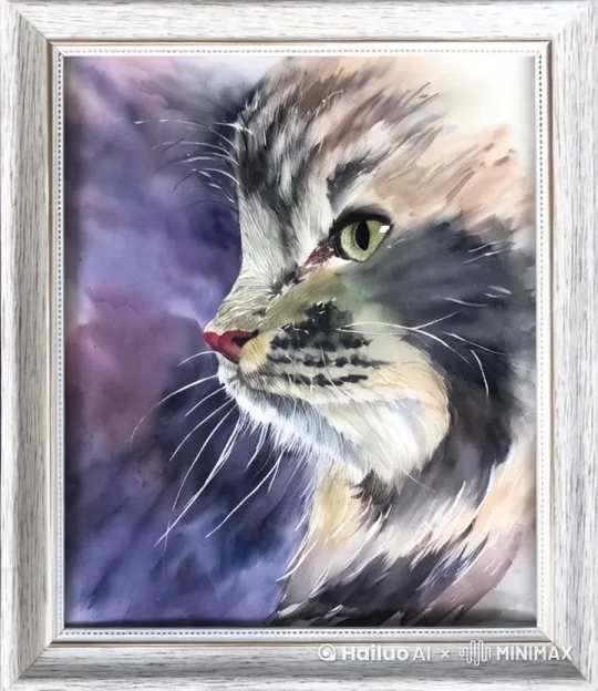 小猫闻到香味 动了动鼻子 眯起了眼睛 by Hailuo AI Video Generator