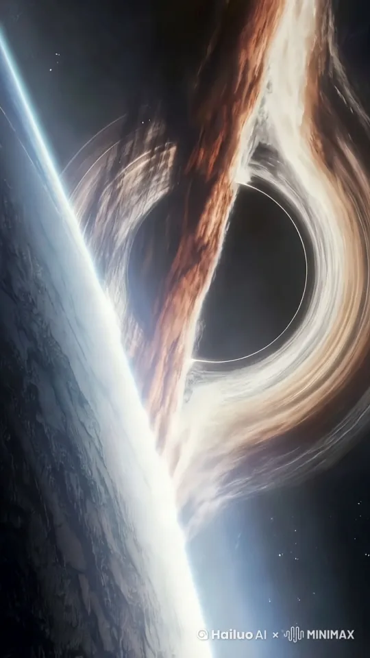 [右移,拉远,右摇]让黑洞动起来，显示出宇宙的震撼，移动是缓慢的 by Hailuo AI Video Generator