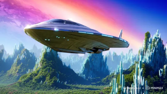 飞船抵达新的星球 正在降落 by Hailuo AI Video Generator
