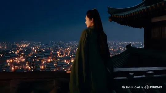 赵明珠站在屋顶上，夜风拂过她的面颊，带起一缕青丝。她望着远处，作为女侠，居高临下地观察着这座繁华的城市。
突然，急促的呼救打断了她的思绪。赵明珠循声望去，只见小巷中几名黑衣人正围着一个身着华服的公子。那公子虽被围攻，却仍保持着优雅的仪态，这让赵明珠不禁多看了两眼。
她轻点房檐，如燕子般轻盈地落在巷中。"几位，这么大张旗鼓地欺负一书生，未免太过分了吧？"她的话音未落，手中长剑已然出鞘。
黑衣人对视一眼，其中一人冷笑道："赵女侠何必多管闲事？此人身份特殊，不是你该过问的。"
"哦？"赵明珠挑眉，"那我偏要管呢？"
话音未落，剑光已起。赵明珠的剑法行云流水，几个回合便将黑衣人逼退。那公子站在她身后，目光始终追随着她的身影，眼中闪过一丝赞赏。
待黑衣人仓皇逃窜，赵明珠收起长剑，转身看向那位公子："这位公子，夜已深了，还是早些回府为妙。"
"在下苏瑾，多谢赵女侠相救。"公子拱手行礼，声音温润如玉。
赵明珠正欲离开，却见苏瑾从袖中取出一枚玉佩："此物还请赵女侠收下，权当谢礼。"
月光下，玉佩泛着莹润的光泽，上面刻着复杂的纹路。赵明珠本想拒绝，但不知为何，鬼使神差地接了过来。
然而，就在她接过玉佩的瞬间，远处传来一阵急促的马蹄声。数十名身着铠甲的侍卫将小巷团团围住，为首的将领翻身下马，单膝跪地："殿下，属下来迟，请恕罪！"
赵明珠猛地转头看向苏瑾，眼中满是震惊。苏瑾苦笑一声："抱歉，赵女侠，在下正是当朝太子。"
这一刻，赵明珠才明白，已经卷入了阴谋之中。那枚玉佩，是太子身份的象征，而方才的刺客，显然是冲着太子而来。
就在此时，一支暗箭破空而来，直指苏瑾。赵明珠眼疾手快，一把将他推开，自己却因躲避不及，被箭矢擦伤了手臂。
"走！"赵明珠拉着苏瑾跃上屋顶，在夜色中穿梭。身后，更多黑衣人追了上来，显然是有备而来。
"赵女侠，你何必……"苏瑾的话还未说完，就被赵明珠打断。
"现在不是说这个的时候！"她咬牙道，"殿下，你可知为何要刺杀你？"
苏瑾沉默片刻，低声道："近日朝中暗流涌动，父皇病情加重，有人想趁此机会……"
前方又出现数名黑衣人，将去路堵死。赵明珠握紧长剑，心中明白，今夜注定不会太平。她瞥了眼身旁的苏瑾，暗暗下定决心：既然已经卷入，那就只能一往无前了。
月光下，剑光闪烁，鲜血染红了夜空。赵明珠知道，从今夜起，她的命运将与这位神秘的太子紧紧相连，而一场更大的风暴，正在悄然酝酿…… by Hailuo AI Video Generator