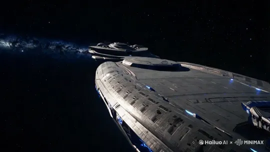 太空中飞行的庞大宇宙飞船 by Hailuo AI Video Generator