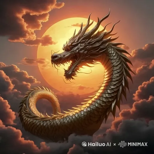 龙抬起了头，看着屏幕，龙嘴上下摆动在说话 by Hailuo AI Video Generator