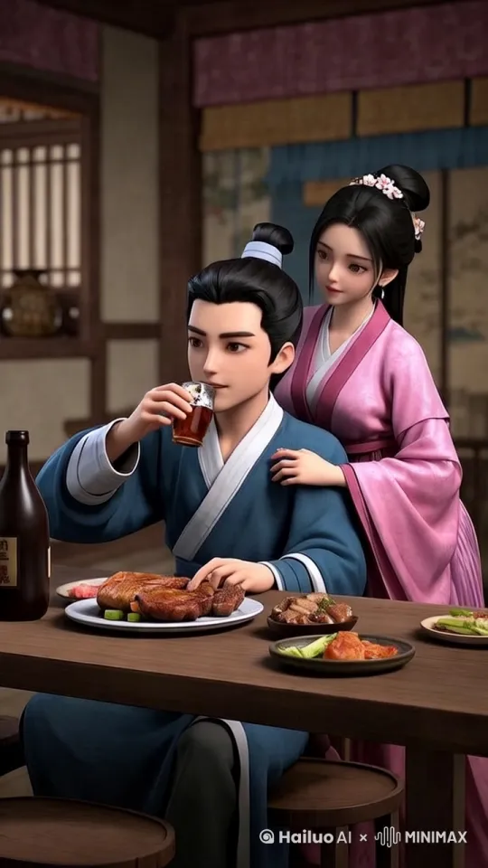男人慢慢喝酒 by Hailuo AI Video Generator