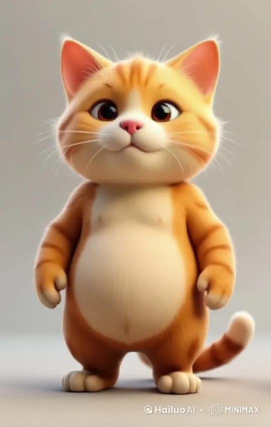 肥猫提着单爪提着菜篮子，在菜市场买菜 by Hailuo AI Video Generator