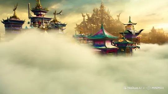 《九霄云阙：玄天劫》*——仙魔《九霄云阙：玄天劫》*——仙魔争锋，一剑破万古*---核心概念以东方玄幻为基底，融合仙侠、神魔、上古秘境元素，展现主角为拯救苍生，逆天改命，与上古魔神对决的故事。全片突出视觉奇观与哲学内核（宿命vs抗争）。---场景设定1.开场：九霄云阙-画面：镜头穿透云海，显现悬浮空中的仙宫群，琉璃瓦折射七彩流光，仙鹤衔符咒飞过，背景传来编钟与古琴合鸣。-字幕：*天地初开时，九霄云阙镇守三界气运，然千年轮回劫数将至…”*2.中段：幽冥血海-画面：主角御剑穿越血色漩涡，海底沉浮巨型妖兽骸骨，岩浆与寒冰交织的诡异地貌，魔神低语回声层层叠加。3.高潮：天柱之巅画面：断裂的通天神柱上铭刻上古符文，战斗时天地倒转，星辰化为剑雨，主角燃烧精血引动雷劫，画面切换黑白水墨与高饱和特效对撞。---角色设计-主角·凌渊形象：白发赤瞳，身穿残破的玄色战甲（裂纹中渗出金光），手持无刃剑柄（注入灵力后化为光刃）。特质：沉默寡言，右臂封印魔神残魂，战斗时身后浮现半透明魔影，亦正亦邪。反派·魇凰-形象：雌雄莫辨的魔神，身躯由流动的暗金色岩浆与黑羽构成，双目为旋转的星河，声音多重混响。-杀招：挥手间召唤陨石雨，落地后化为骷髅兵并能吞噬场景色彩（画面从彩色渐变为黑白）。---特效亮点1.灵力具象化-不同门派法术以色彩区分：青莲（木系）、赤焰凤凰（火系）、玄冰fractal晶阵（水系）。2.维度撕裂-角色爆发时空间破碎，出现梵文、卦象、齿轮等超现实元素，帧速率骤降凸显“时间凝滞”3.终局对抗-主角与魔神能量对撞，形成太极阴阳漩涡背景切换为敦煌飞天壁画风格，最终坍缩为虚无中的一粒沙。---分镜脚本（关键片段）1.00:00-00:30-俯云阙崩塌，凌渊立于废墟中，白发随风散开，剑指苍穹，画外音：“若天命要我族湮灭，我便弑天。”2.01:15-01:45-魇凰从血海升起，岩浆羽翼遮蔽日月，地面崩裂处伸出千百只苍白鬼手试图拖拽主角。3.03:00-03:30（高潮）-凌渊撕裂右臂封印，魔魂与自身灵力交融，无刃剑迸发刺目白光，镜头旋转360度，剑光劈开阴阳漩涡，屏幕全白后浮现结局留白彩蛋。---音乐与音效-配乐：前段用古筝+电子合成器营造空灵感，战斗段落加入重型鼓点与喇嘛诵经采样，结局回归萧声独奏。音效：剑鸣声混合玻璃碎裂高频音，魔神出场时叠加心跳声与低频嗡鸣，制造压迫感。-- by Hailuo AI Video Generator