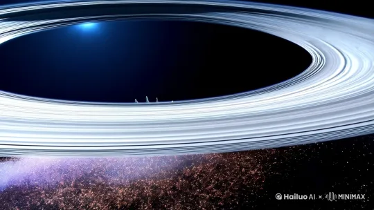 从土星光环中飞出哥斯拉，朝你狂叫 by Hailuo AI Video Generator