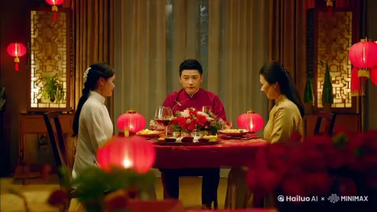 哪吒和爸爸妈妈们，一起吃年夜饭。 by Hailuo AI Video Generator