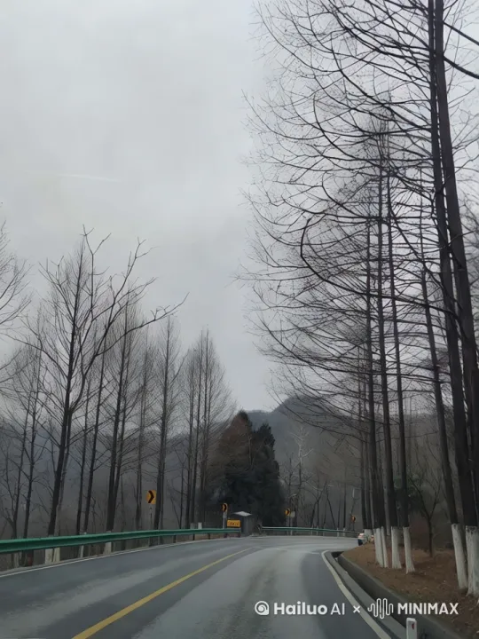 沿道路走向运镜，阳光从厚重的云层中射下 by Hailuo AI Video Generator