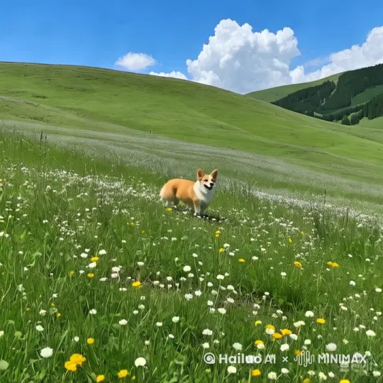 一只可爱的小狗从远处慢慢走近镜头[跟随] by Hailuo AI Video Generator