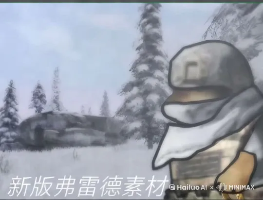 他站在那雪吹的他围巾飘动一动不动 by Hailuo AI Video Generator