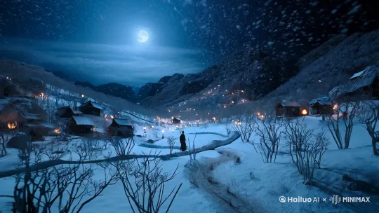 ### 故事标题:《雪夜过客》
**故事梗概:**
寒冬深夜,独行剑客白无涯背负一柄乌木剑鞘的古剑,踏雪行过山间小道。他本是江湖传奇,却因一场旧事自废武功,从此漂泊人间。小道两侧的破败木屋里挤满了形形色色的流民——有抱团取暖的乞丐围着火堆唱歌,有孤寡老人对烛垂泪,也有孩童趴在窗边好奇张望他的剑。白无涯目不斜视,却在经过一扇漏风的木门时,听见屋内妇人哄孩子入睡的童谣,恍然想起自己幼年丧母的往事。他驻足片刻,最终解下腰间酒壶挂在门环上,转身踏入平原风雪中,身影渐隐,唯余一串脚印被新雪覆盖。
---
### AI视频生成指令(分镜+运镜)
#### **分镜1:环境定场(8秒)**
- **画面描述**:广角俯拍雪夜山脉全景,月光冷蓝,枯枝覆雪,小道如一条灰蛇蜿蜒至远方,两侧木屋零星透出暖黄灯火。
- **运镜**:慢速推进镜头,模拟从高空坠向地面的压迫感,最后定格在小道入口。
- **特效**:添加动态飘雪粒子,远景房屋灯光要有闪烁感(模拟寒风中的烛火)。
- **字幕**:黑底白字浮现「永和九年,冬,大寒」。
#### **分镜2:剑客登场(6秒)**
- **画面描述**:中景跟随镜头,白无涯(黑衣束发,剑柄缠旧布)从右侧入画,踏雪声「咯吱」作响,镜头聚焦其腰间晃动的铜铃剑穗。
- **运镜**:镜头微仰,保持人物在画面左侧1/3处,背景虚化突出雪粒飞舞。
- **音效**:风声渐强,剑穗铃铛声清脆。
#### **分镜3:人间烟火(12秒)**
- **画面描述**:平移镜头扫过小道两侧木屋窗景——左窗内乞丐们烤火大笑(暖橘光),右窗内老人独坐阴影中(冷青光)。
- **运镜**:镜头横向缓慢移动,路过每个窗口时稍作停顿,仿佛剑客侧目一瞥。
- **光影**:用对比色区分场景——热闹屋内的火光跳动,孤独场景用单盏油灯死寂。
- **细节**:老人窗边有一柄断剑插在雪中(暗示剑客过往)。
#### **分镜4:回忆触发(10秒)**
- **画面描述**:特写妇人手摇破旧拨浪鼓哄孩子(镜头聚焦拨浪鼓上褪色的鲤鱼图案),切至白无涯瞳孔特写,虹膜倒映出儿时母亲的面容(叠化特效)。
- **运镜**:从拨浪鼓拉远至全景,再急速推近至人物眼睛大特写。
- **音效**:童谣《月儿弯》片段(女声轻哼)+ 骤然放大的心跳声。
#### **分镜5:赠酒留痕(7秒)**
- **画面描述**:低角度拍摄剑客解下酒壶的手部动作,酒壶悬挂瞬间晃出半透明酒液(慢镜头),门内伸出孩童冻红的手迅速取走酒壶。
- **运镜**:环绕镜头360度展示动作,最后定格在空荡门环微微摇晃。
- **道具**:酒壶刻有「无」字篆体(呼应角色名)。
#### **分镜6:远行消逝(7秒)**
- **画面描述**:全景俯视剑客走向平原,镜头同时上升+后拉,身影在暴雪中缩成黑点,脚印被新雪覆盖。
- **运镜**:直升机式上升镜头,配合逐渐加速的雪幕。
- **调色**:整体色调从冷蓝过渡至纯白,仅留一道月光穿透云层。
---
### 关键参数参考:
- **风格**:新水墨画质感,勾线笔触+留白处理(可用SD的「Chinese Ink Painting」Lora)。
- **分辨率**:16:9电影画幅,建议使用4K渲染保障雪景细节。
- **帧率**:24fps常规,但「赠酒」镜头用60fps升格拍摄。
- **提示词**:`ultra detailed snowflakes, rim lighting from moon, depth of field, Makoto Shinkai style color grading`
通过光影冷暖对比(屋内暖vs室外冷)和镜头动静反差(人群欢闹vs剑客沉默),强化「过客」的疏离感。 by Hailuo AI Video Generator